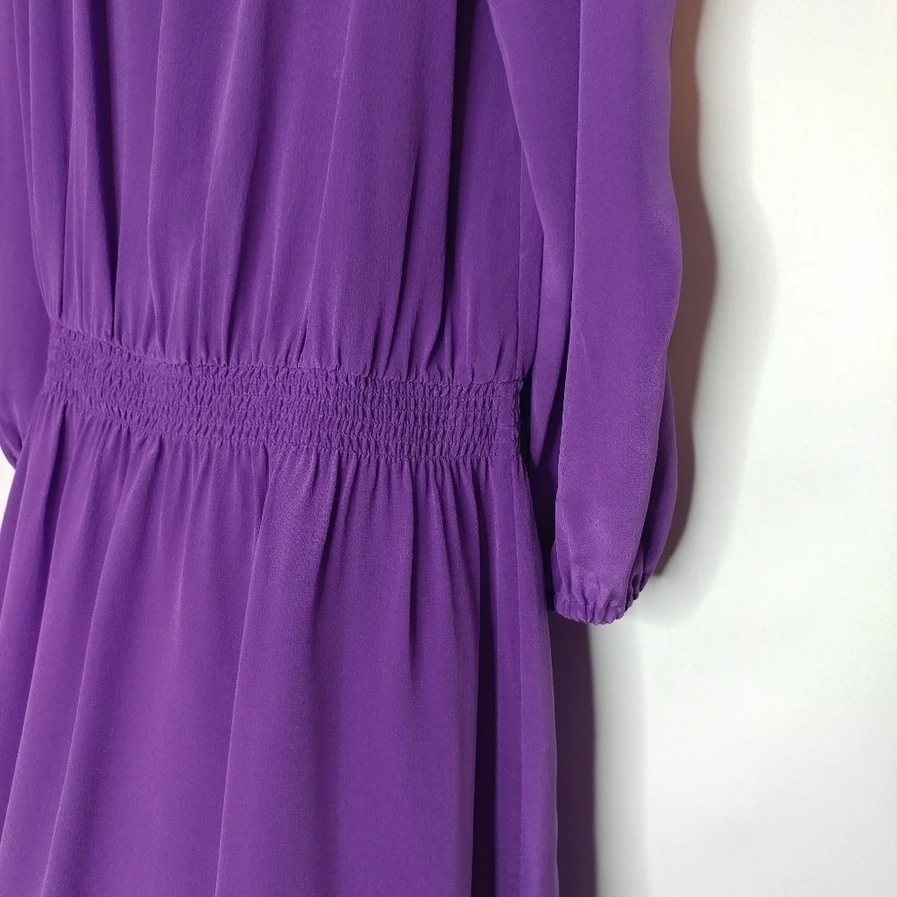 White House Black Market 100% Silk Shoulder Dress - Picture 4 of 9